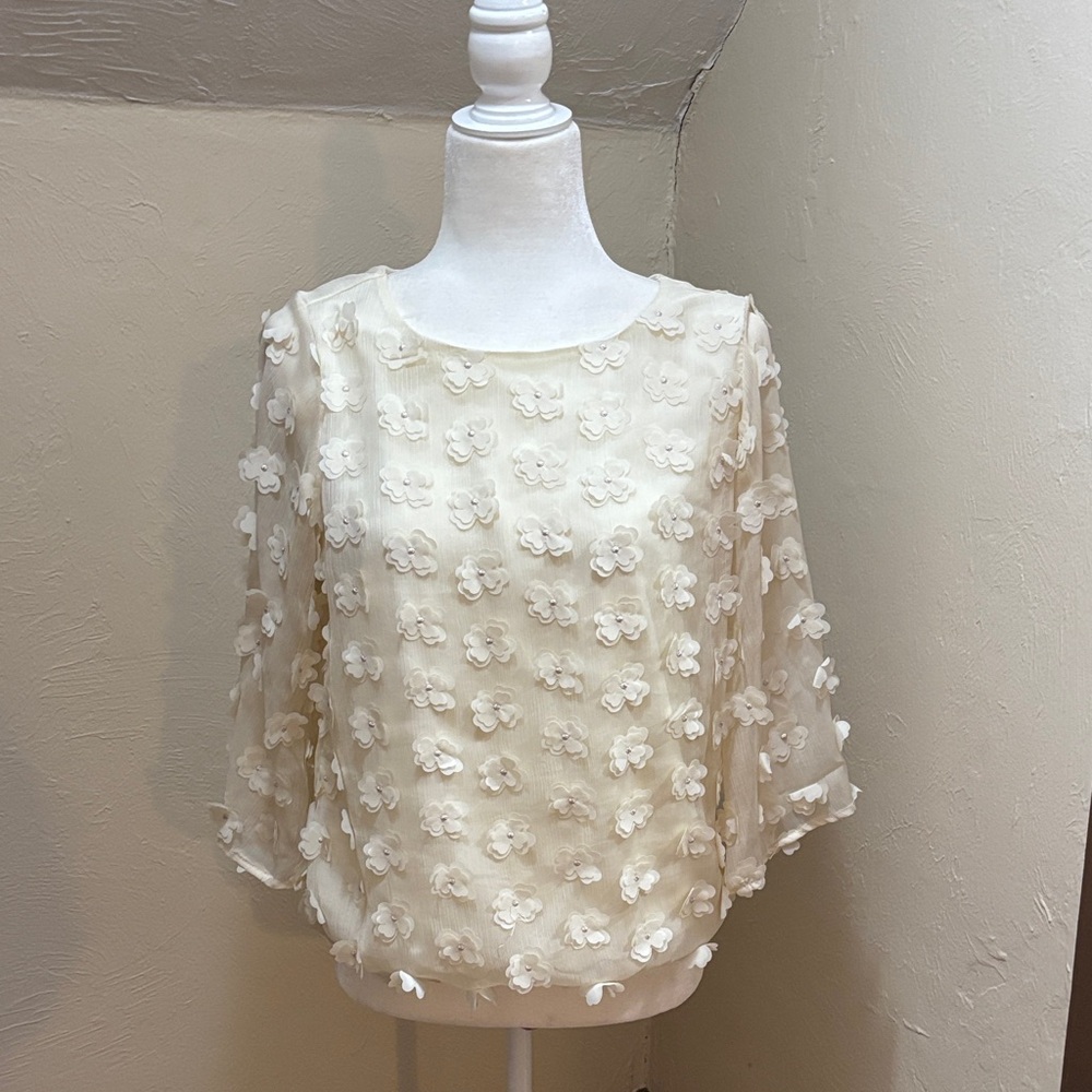 Cream Floral Women's Blouse